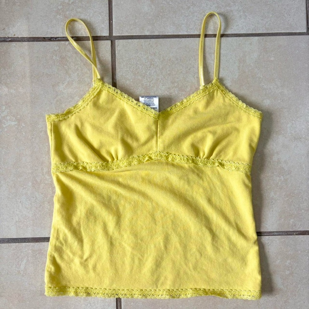 Yellow Lace Trim Camisole Top